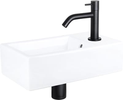 Differnz Force Fonteinset - Keramiek - Kraan gebogen mat zwart - 40 x 22 x 11.5 cm