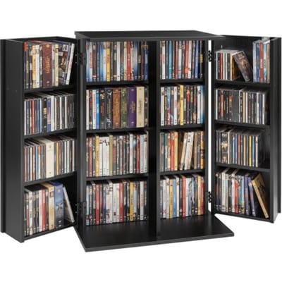 VEVOR dvd-kast met 16 vakken, mediakast, vrijstaande kast 610 x 368 x 846 mm, ruimtebesparende cd-kast voor cd's, dvd's, boeken, game discs, woonkamer, thuiskantoor, opnamestudio, zwart