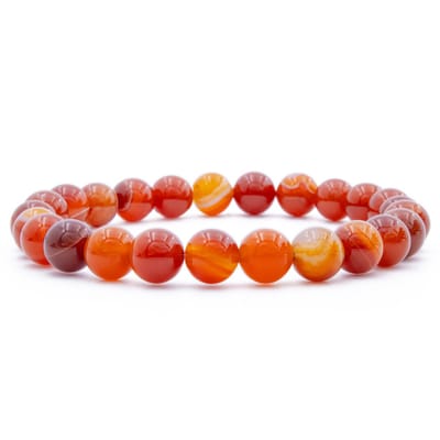 Bixorp Gems Gevlekte Rode Agaat Edelstenen Armband - Gepolijste Edelsteen Kralenarmband - 20cm