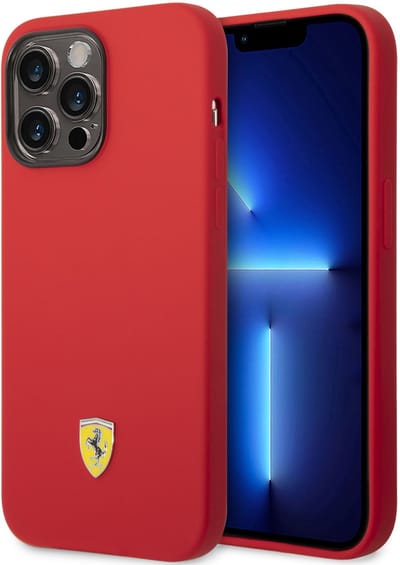 Ferrari Back Cover - iPhone 14 Pro Max - Rood - Siliconen afwerking - Slank design