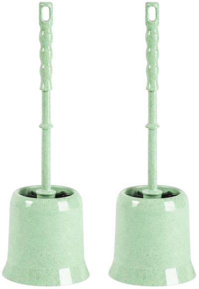 Plasticforte Wc Borstel - 2x - met houder - mintgroen - kunststof - toiletborstel - 37 cm