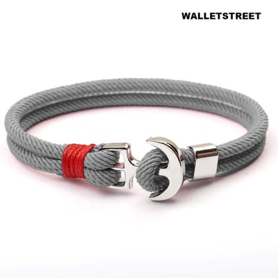 Walletstreet Rope Chain Anker Armband-Grijs- Armband 21 cm-voor mannen en vrouwen-Kerstcadeau- Ideale geschenk