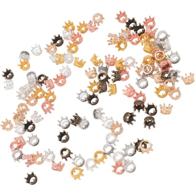 120 Pièces Perles pour Barbe Alliage Mini Forme Couronne Vintage Style Tibétain Perles de Tressage pour Cheveux DIY Fabrication de Bijoux beige