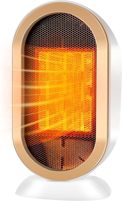 Extra verwarming, badkamerblazer radiator, mini elektrische radiator 1200W, oververhittingbescherming & anti-omstoten voor badkamer, huis, woonkamer, bureau