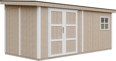 Timbela M940-TERRA BROWN - LP SmartSide Tuinhuis op houtbasis - 11,47 m² - 530x248xH231 cm - met vloer en verf
