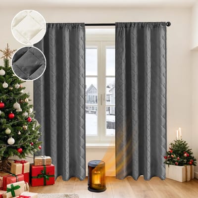 MUPOO Isolerende thermische Gordijnen verduisterend verduisterend Kant En Klaar 280gsm Met Plooiband -Meerdere Ophangmogelijkheden, Koud, Warmte, Lichtblokkering, Zware Qualiteit, Gratis Tiebacks-Voor Raam/Deur/Slaapkamer/Woonkamer - Grijs-140x245cm