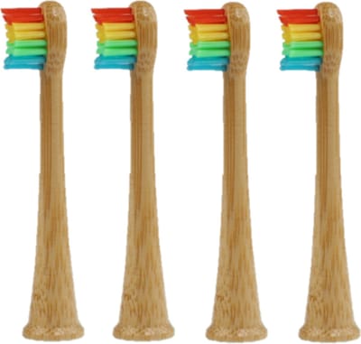 Sonicare Bamboe Opzetborstels voor Kinderen | 4 Stuks | Regenboog | Gepatenteerde Bio-based binnenkant, Bamboe buitenkant
