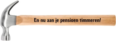 En nu aan je pensioen timmeren! – Houten Hamer met Gravure – Cadeau voor Collega of Klusser | JM Woods