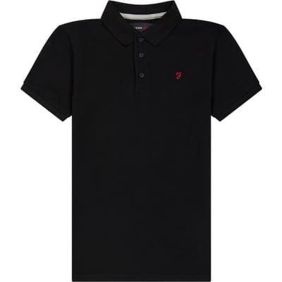 Farah Bugsworth-poloshirt met korte mouwen en borduursel voor jongens (Zwart)