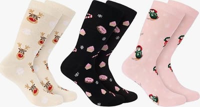 BRUBAKER 3 paar kerstsokken - grappige sokken met kerstmotieven - katoen - heren en dames cadeau Kerstmis - uniseks - Maat 35-40
