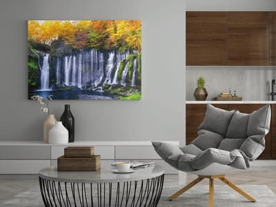 Canvas Schilderij Natuur - Waterval - Landschap - Wanddecoratie - 150x100x2 cm