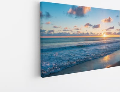 Saammp - Canvas Schilderij - Rustige Zee - Strand - Duinen - 45x30 - Foto op canvas - Wanddecoratie - muurdecoratie Woonkamer - Slaapkamer decoratie - Canvas Print