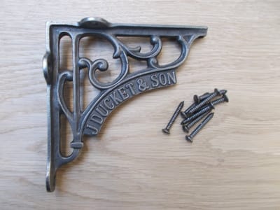 Pair of 5" J Duckett Shelf Brackets Antique Iron Vintage Shelf Brace