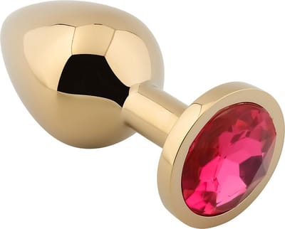 Banoch - Buttplug Aurora Hot Pink gold Medium - gouden Metalen buttplug - Diamant steen - Roze