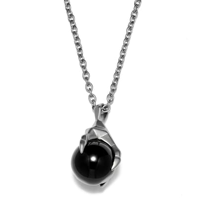 Jax Stalen Klauwketting met Zwarte Steen