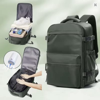 Vacuüm compressie handbagage rugtas - Groen - 20-35 liter - 40x20x25cm