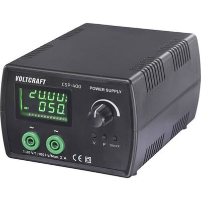 VOLTCRAFT CSP-400 wisselspanning-Labvoeding, regelbaar 1 - 20 V/AC 1 - 2 A 40 W netvoeding en accu Aantal uitgangen 1 x