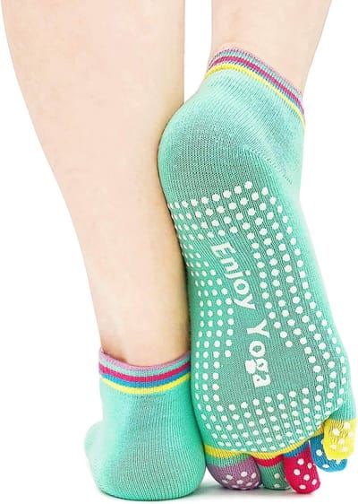 Jumada's - Yogasokken/Pilatessokken - Anti-slip - Mintgroen met gekleurde tenen - Maat 36-40