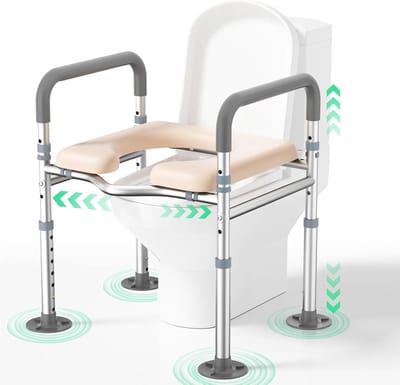 Toiletzitverhoging met armleuningen, verstelbare hoogte en breedte, wc-zitverhoging, opstaande hulp, toilet, toiletframe, toiletopzetstuk voor senioren, gehandicapten, zwangere volwassenen