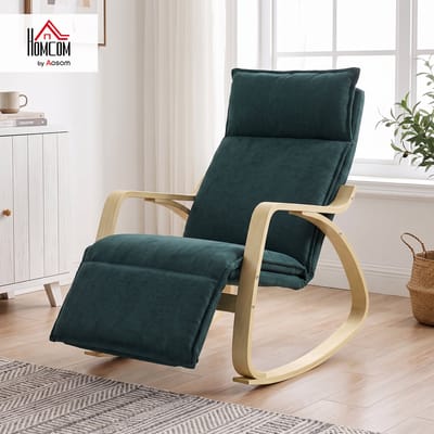 Schommelstoel - Verstelbare Schommelstoel met Voetensteun - Comfortabele Schommelstoel met Hoog Rugleuning - Moderne Schommelstoel voor Woonkamer - 67x106x92 cm - Voor Ontspanning - Groen