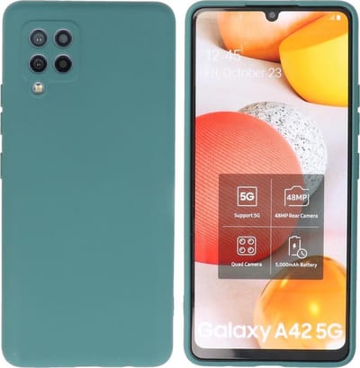 Hoesje Geschikt voor Samsung Galaxy A42 5G - Fashion Telefoonhoesje Backcover - Siliconen Hoesje - Donker Groen