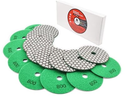 Droog Diamant Polijstpads 4 inch, Grit 800, 8 stuks - Voor Graniet, Marmer, Beton en Vloeren