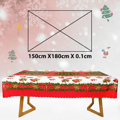 Dailygoods- Tafelkleed Wasbaar - Kersttafelkleed - Rechthoekig 180 x 150 cm - Vuilafstotend - Waterdicht - Polyester met Strikopdruk - Feesttafelkleed