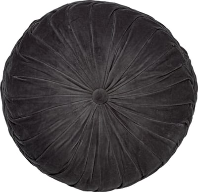 Dutch Decor - KAJA - sierkussen Ø40 cm - rond - velvet - Charcoal Gray - antraciet