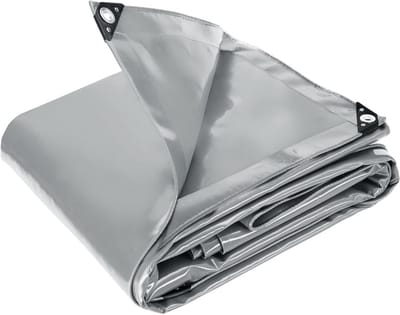 Afdekzeil met ringen - Beschermzeil waterdicht - Buiten beschermen - Scheurvast PVC - 4 x 5 meter - Grijs