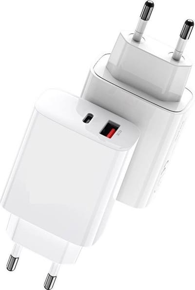Oplader 2 Poorten usb C & usb-A Fast Charger 20w - 2 Stuks - Usb C Adapter - Usb C Stekker - Usb Adapter - Telefoon oplader