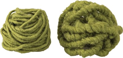 Wollen koord groen fleece lontdraad mosgroen L7m set van 2