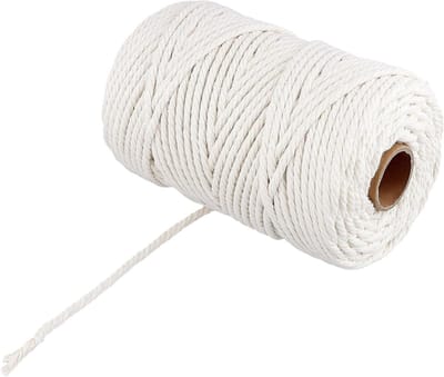 Katoenen Touw 100m x 6mm, Beige Macramé Koord voor Haken, Knutselen en DIY Projecten, Zacht en Sterk