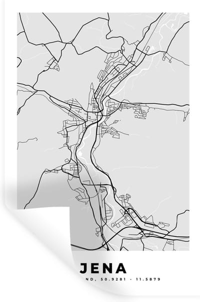 Muurstickers - Sticker Folie - Stadskaart - Duitsland - Plattegrond - Jena - Kaart - 20x30 cm - Plakfolie - Muurstickers Kinderkamer - Zelfklevend Behang - Zelfklevend behangpapier - Stickerfolie