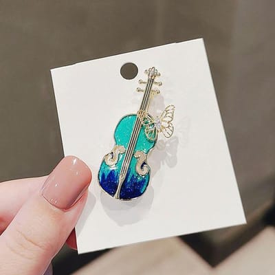 High-End Emaille Viool Broche Spelden Schattige Vlinder Kristal Revers Speld Trui Pakken Badge Mode Broches Sieraden Accessoires white