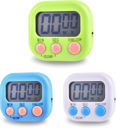 Thijox - 3 Stuks Keukentimers, Digitale Eierwekker met Inklapbare Standaard en Magneet, LCD-Display, Stopwatch, Perfect voor Koken, Bakken, Sport en S