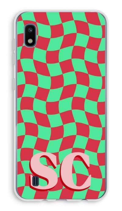 Gepersonaliseerd - Case Company® - Hoesje geschikt voor Samsung Galaxy A10 hoesje - Grid Monogram - Soft Cover Telefoonhoesje - Bescherming aan alle Kanten en Schermrand