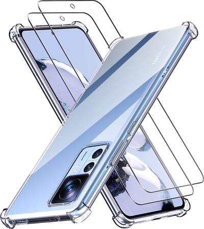 Hoesje geschikt voor Xiaomi Redmi Note 12 Pro hoesje transparant - Note 12 Pro Plus hoesje Anti Shock silicone hoesje - Note 12 Pro Screenprotector Glazen 2 pack