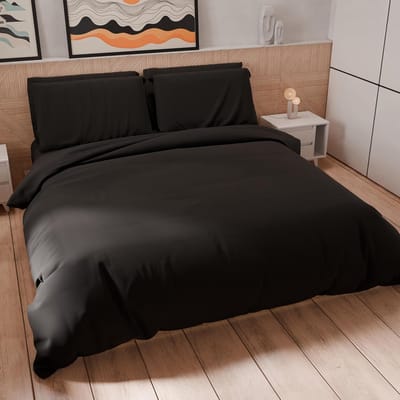 Dekbedovertrek Set - Beddengoed Set - Slaapcomfort Verbeteren - Omkeerbaar Tweekleurig - 150 x 200 cm - Donkergrijs Zwart