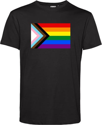 T-shirt LHBTIQ+ Vlag | Gay pride shirt kleding | Regenboog kleuren | LGBTQ | Zwart | maat XS