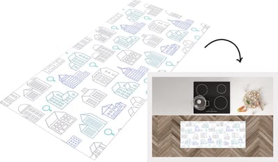 Keukenloper - Loper keuken - Skyline - Patronen - Huis - 120x50 cm - Keukenloper vinyl