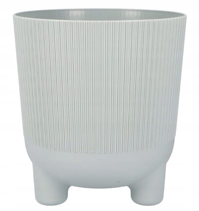 Lamela Aria Serie - Decoratieve Plastic Bloempot - 15x14 cm - Lichtgrijs - Met Nootjes