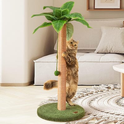 Krabpaal Château Animaux - 85 cm- Kattenboom - Groen & Bruin - Kattentoren - Kattenpaal
