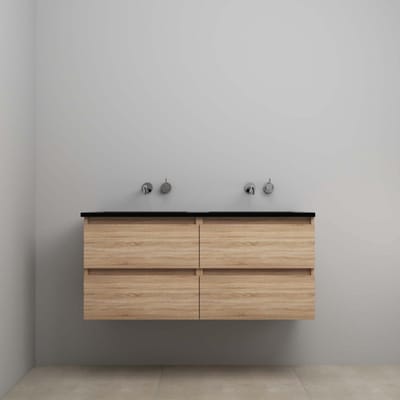 On-Line Onderkast - 120 cm - Voorgemonteerd - Ladestructuur - Acryl Wastafel - zonder Kraangat - Eiken