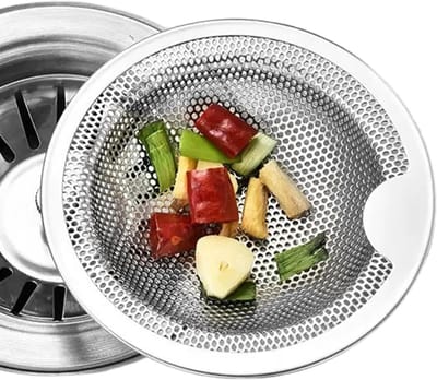 Gootsteen Zeef - Afvoer Plug - Keuken en Badkamer - Anti-verstopping Gaas - 10.7 cm Hoog - Zilverkleurig