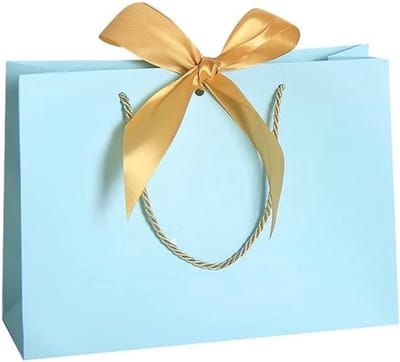 Cadeauzakjes - Papieren zakken met linten - Handvat - Hemelsblauw - Verjaardag - Bruiloft - Feest - Kerstmis - Geschikt voor [Merk] - 35 x 30 x 10,5 cm - 4 stuks