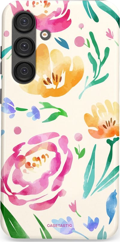 Casetastic hoesje geschikt voor Samsung Galaxy S25 Plus - Dubbellaagse bescherming - Aquarel serenade - Fashion Case - Wit Mintgroen Crème Lichtroze