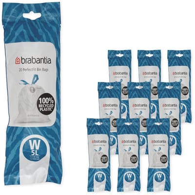 Brabantia PerfectFit Vuilniszakken - 5 l - Code W - 10 rollen x 20 stuks