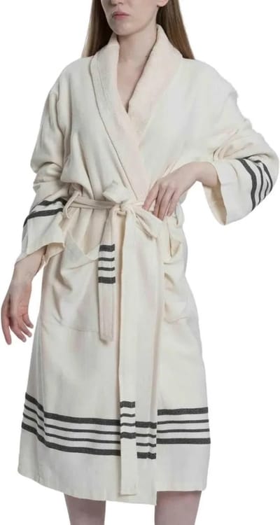 Gevoerde Hamam Badjas Krem Sultan Natural Black - XL - Hotelkwaliteit - Sjaalkraag - Luxe badjas - Badstof - Sauna Badjas - Ochtendjas - Badmantel