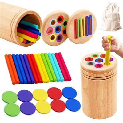 Houten Montessori-speelgoed voor peuters, educatief sensorisch kleursorteerspeelgoed voor kinderen van 2-5 jaar, fijne motoriek, leeractiviteiten voor kleuters, verjaardagscadeaus voor jongens en meisjes, Stijl A