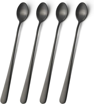 Langsteel Koffielepels en IJslepels, 23cm Lange Handgreep, Roestvrijstalen Dessertlepels, Set van 4 voor Koffie en IJs